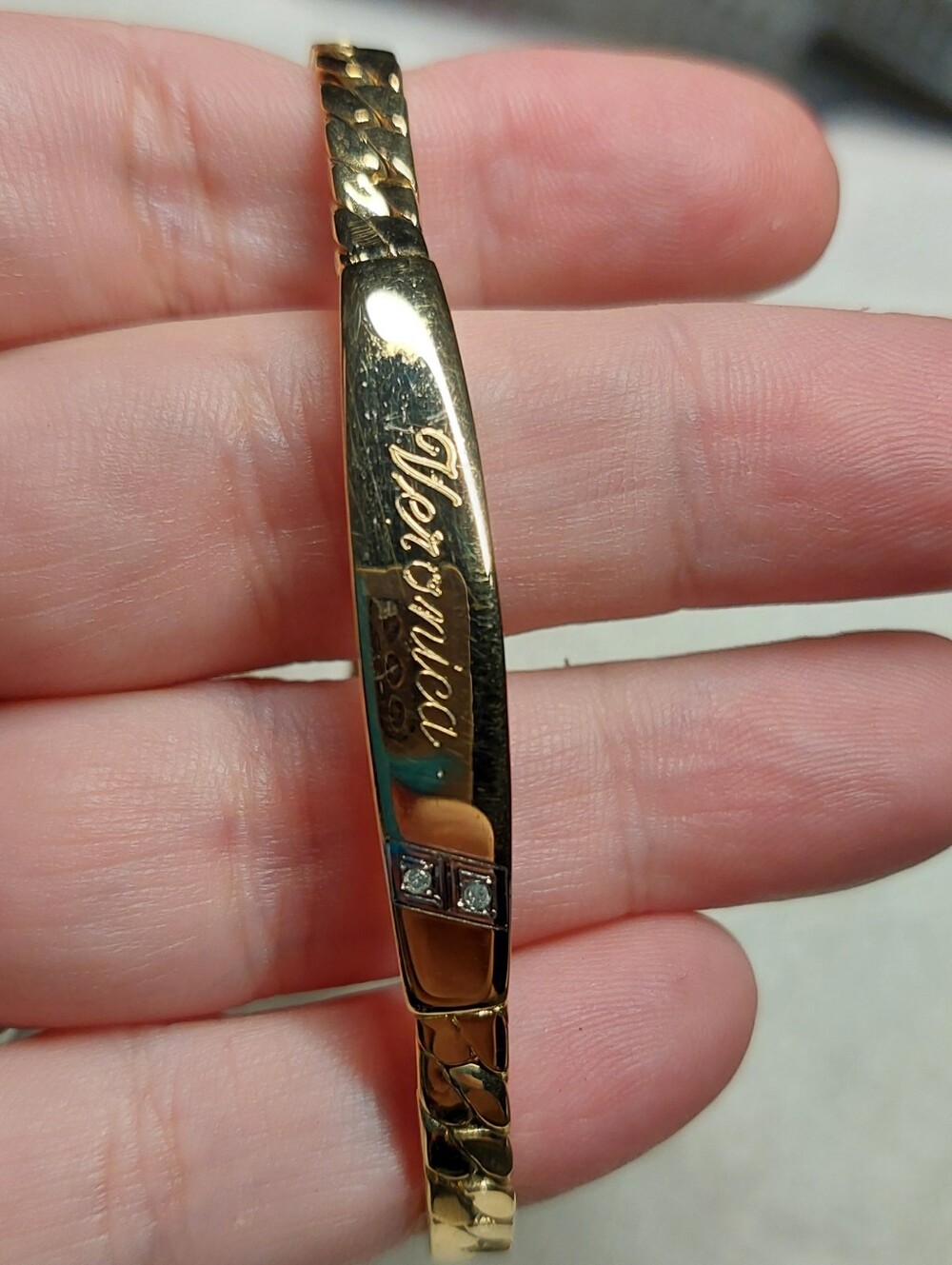 Gold-Tone Personalized Name ID Bracelet - Veronica
